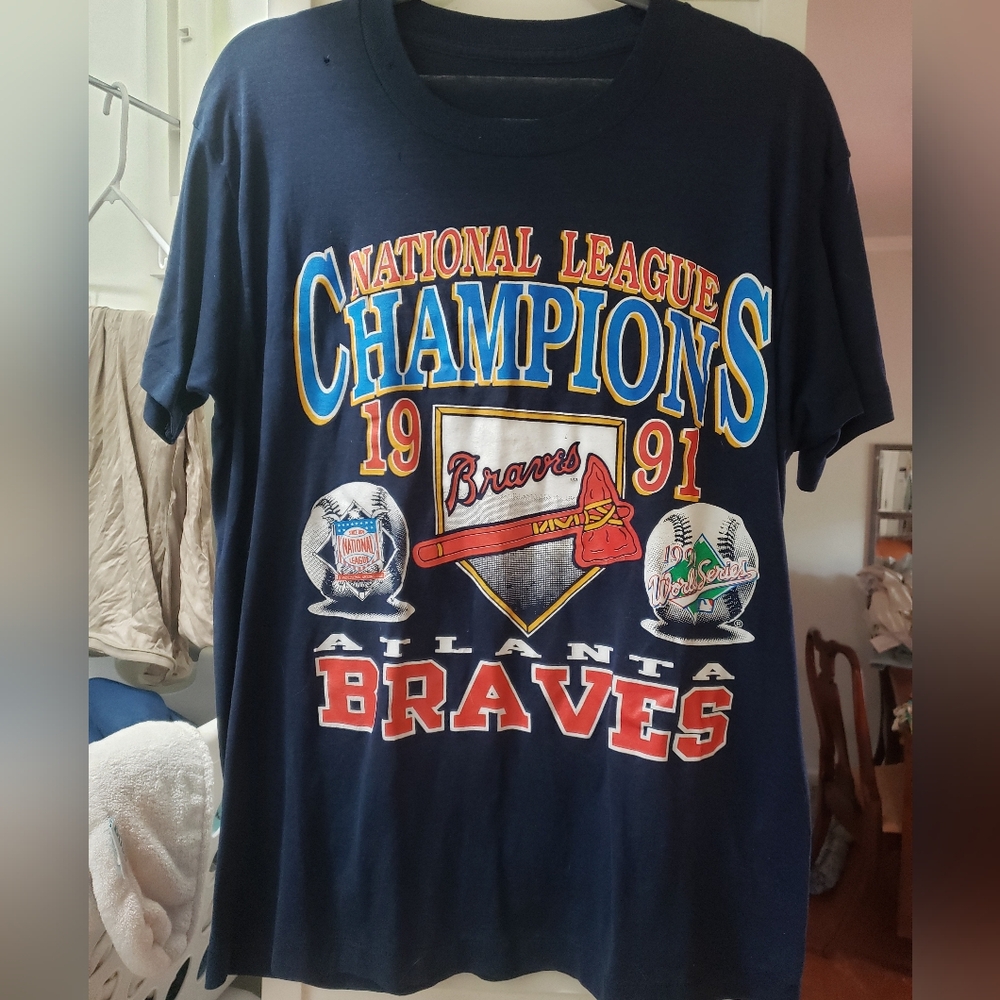 Vintage Atlanta Braves National League Champions T-Shirt - Navy